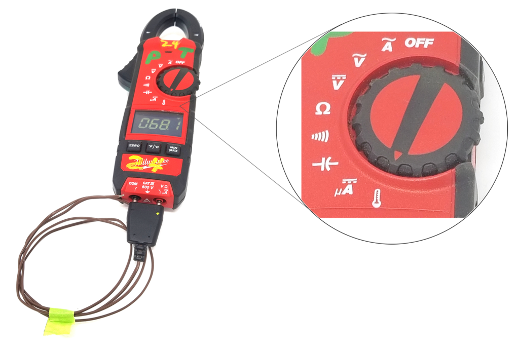 DMM with temperature setting